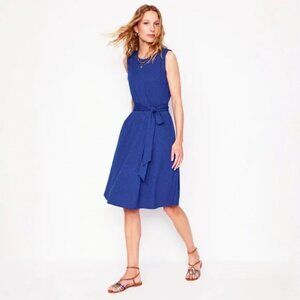 Boden Bright Blue Mila Pom Pom Trim Sleeveless Short Jersey Knit Dress